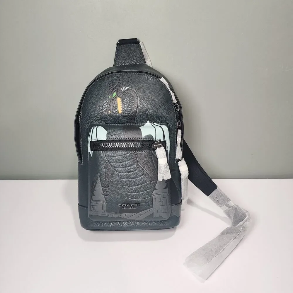 NWT CC045 Disney X Coach West Pack Maleficent Dragon Motif Villains